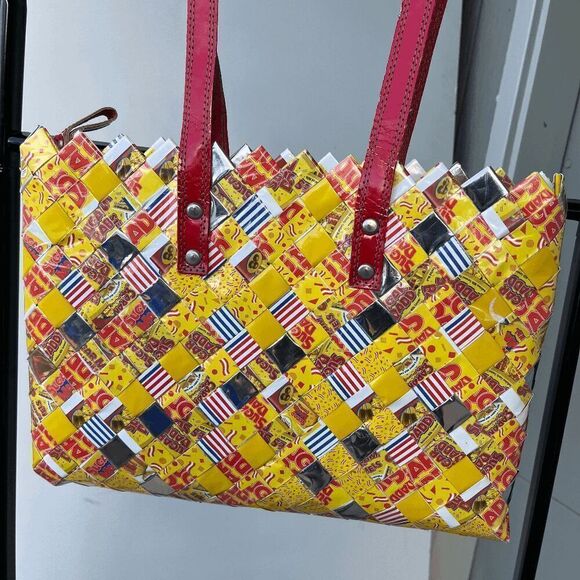 Nahui Ollin Y2K Candy Wrapper Purse Bag Red Handles Sugar Daddy Wrapper Design - Picture 5 of 10
